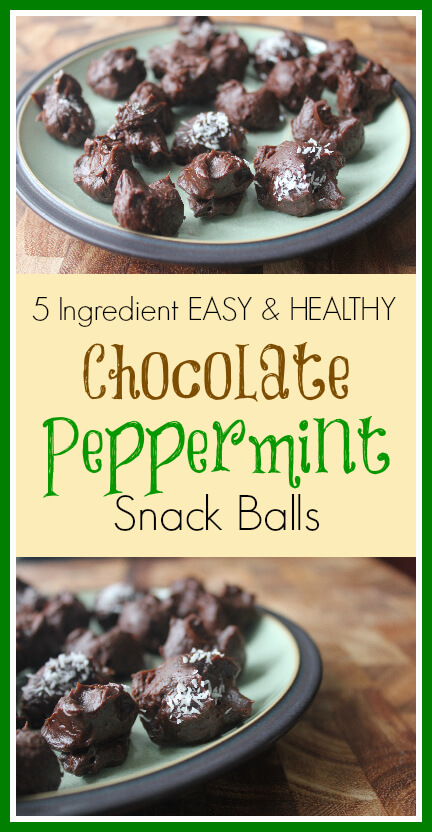 Chocolate Peppermint Snack Balls! Just 5 ingredients with healthy ingredients! Easy and Healthy www.PrimallyInspired.com