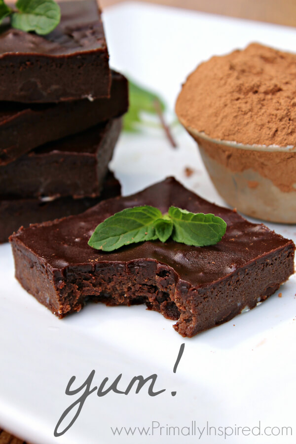 Flourless Peppermint Fudge Brownie Bars via Primally Inspired (Gluten Free and Paleo)