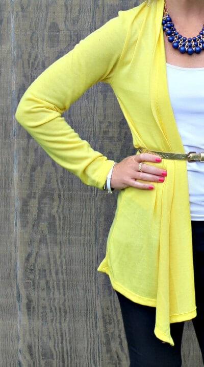 October Stitch Fix Review from Primally Inspired  41Hawthorn Abrianna Longsleeve Knit Cardigan in Yellow