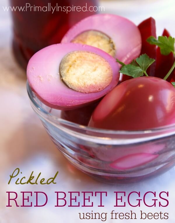 Here's my Pennsylvania Dutch Red Beet Eggs Recipe using fresh beets and no refined sugar! If you've never had a pickled red beet egg, you're in for a treat!