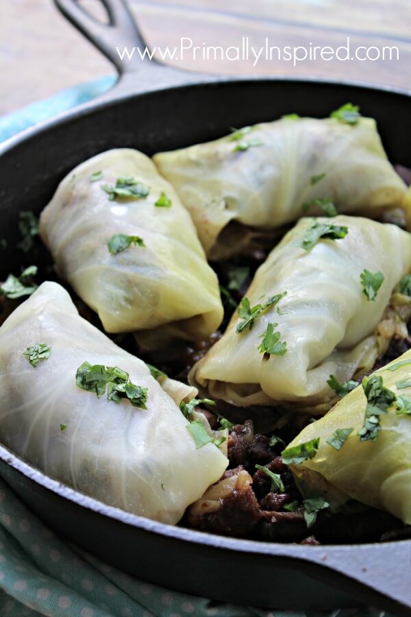 Stuffed Cabbage Recipe from Mediterranean Paleo Cooking featured on Primally Inspired