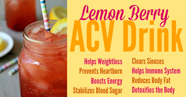 Berry Lemon Apple Cider Vinegar Drink Recipe! via Primally Inspired ACV DRINK