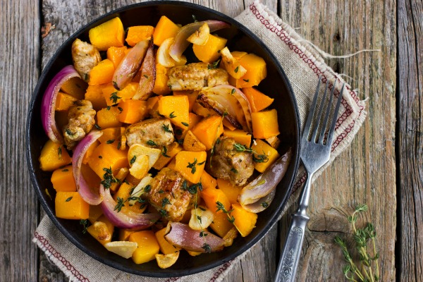 Butternut Squash Chicken Skillet - one pan meal! Whole30, Paleo, Gluten Free