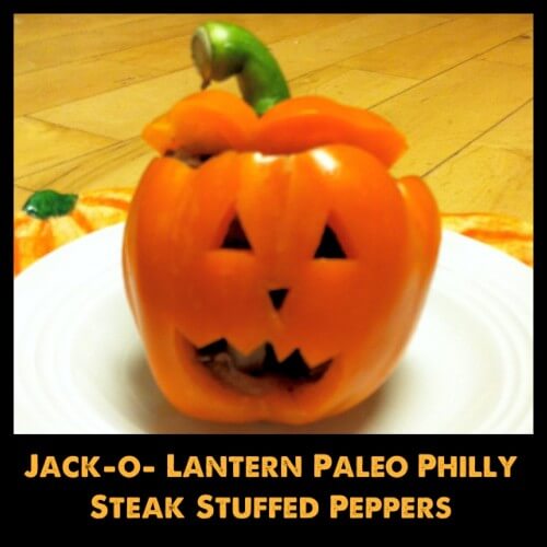 Cutest Halloween Dinner - Jack-o-lantern Philly Steak Stuffed Peppers