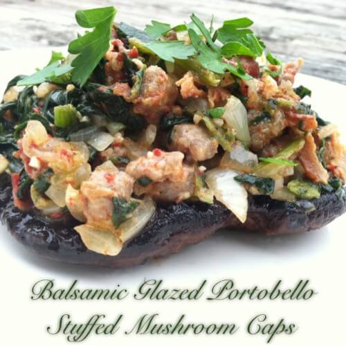 Balsamic Glazed Portobello Stuffed Mushroom Caps