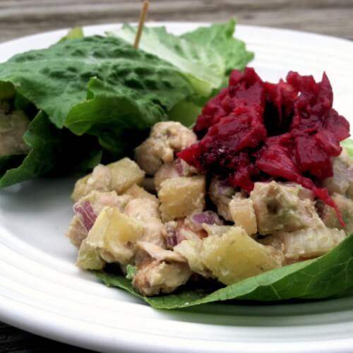Thanksgiving Leftovers: Turkey, Apple, Avocado and Walnut Lettuce Wraps with Fresh Cranberry Sauce