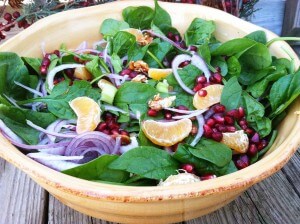 Holiday Clementine Spinach Salad with Candied Almonds