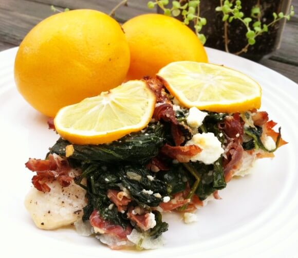 Meyer Lemon, Proscuitto and Spinach Smothered Chicken