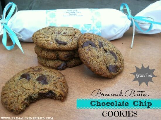 Browned Butter Chocolate Chip Cookies (Grain Free) & A Cookie Dough Gift Roll Idea