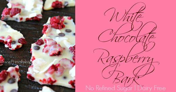 White Chocolate Raspberry Bark using fresh raspberries & no refined sugar! (Paleo, Dairy Free) By Primally Inspired