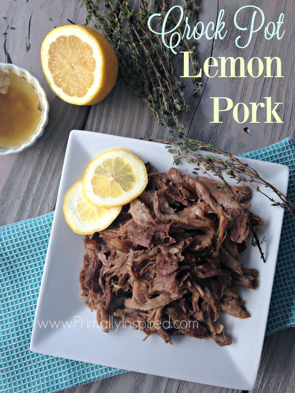 Crock Pot Lemon Pork Recipe - makes the best lemon herb gravy!!! Primally Inspired #slowcooker