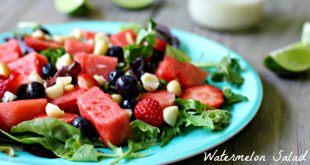 This is a party favorite! It's really healthy, too! Watermelon Salad with Coconut Lime Dressing (Paleo, Vegan)