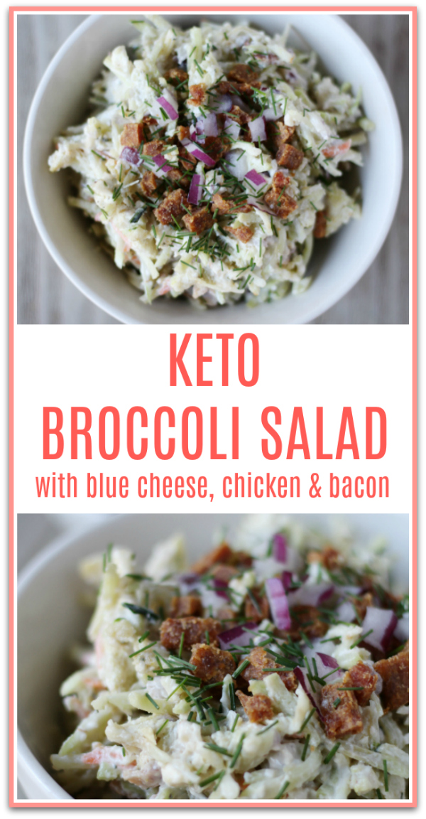 Keto Broccoli Salad Recipe with Bacon, Blue Cheese and Chicken